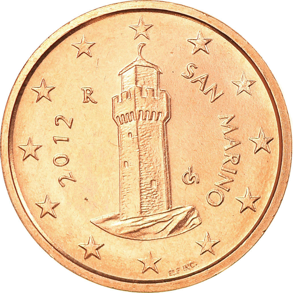 San Marino, Euro Cent, 2012, MS(63), Copper Plated Steel, KM:440