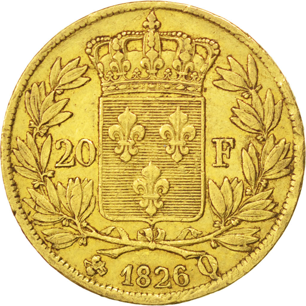 Francia, Charles X, 20 Francs, 1826, Perpignan, BB, Oro, KM:726.2, Gadoury:10...