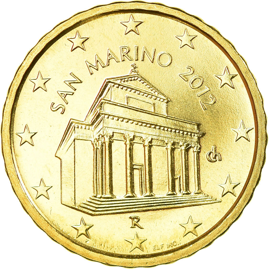 San Marino, 10 Euro Cent, 2012, MS(63), Brass, KM:482