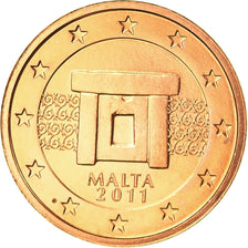 Malta, Euro Cent, 2011, MS(63), Aço Cromado a Cobre, KM:125