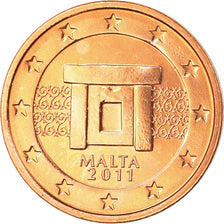Malta, 2 Euro Cent, 2011, SPL, Acciaio placcato rame, KM:126