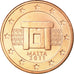 Malta, 5 Euro Cent, 2011, MS(63), Aço Cromado a Cobre, KM:127