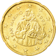 San Marino, 20 Euro Cent, 2003, AU(55-58), Brass, KM:444