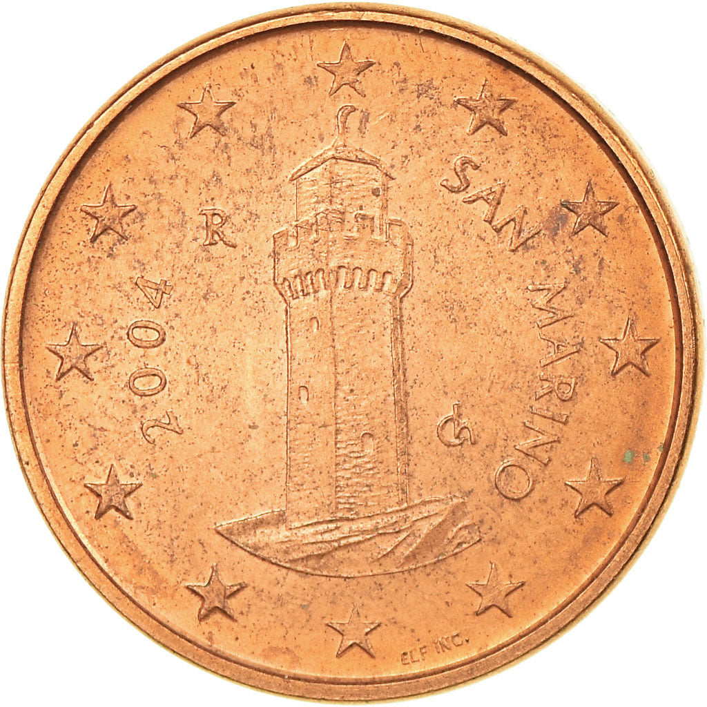 San Marino, Euro Cent, 2004, AU(55-58), Aço Cromado a Cobre, KM:440