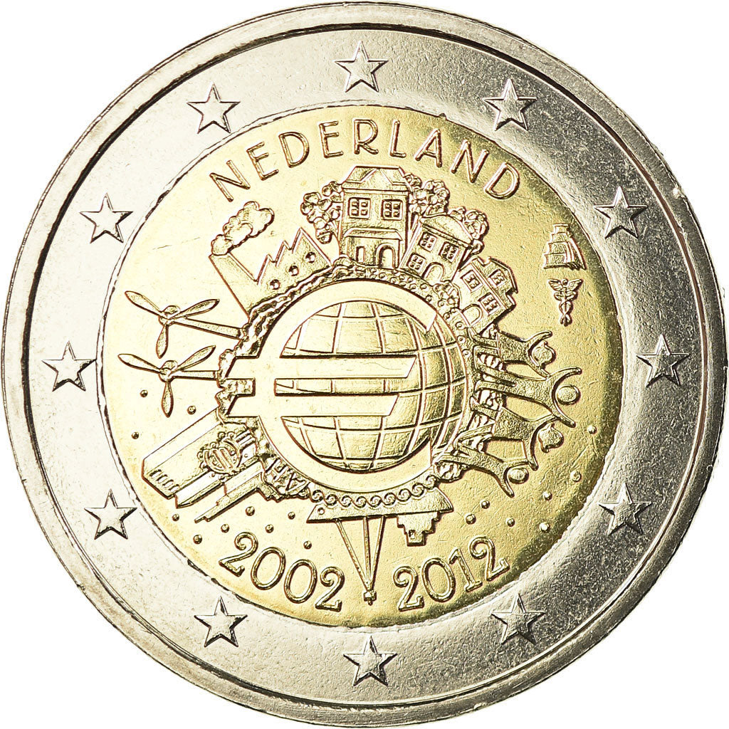 Niederlande, 2 Euro, 10 ans de l'Euro, 2012, STGL, Bi-Metallic, KM:308