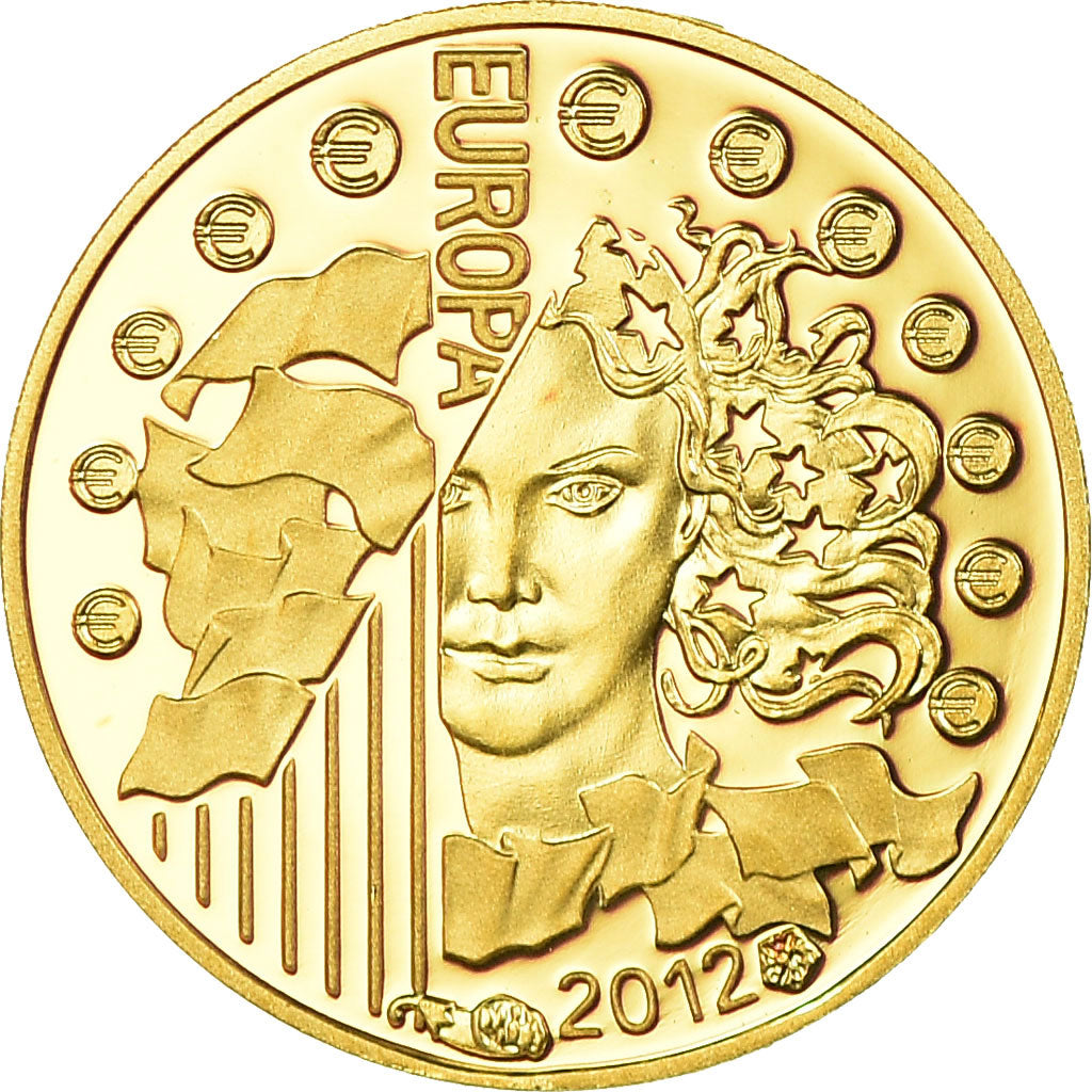 Francja, 5 Euro, Europa, 2012, Proof, MS(65-70), Złoto, Gadoury:EU530, KM:1851
