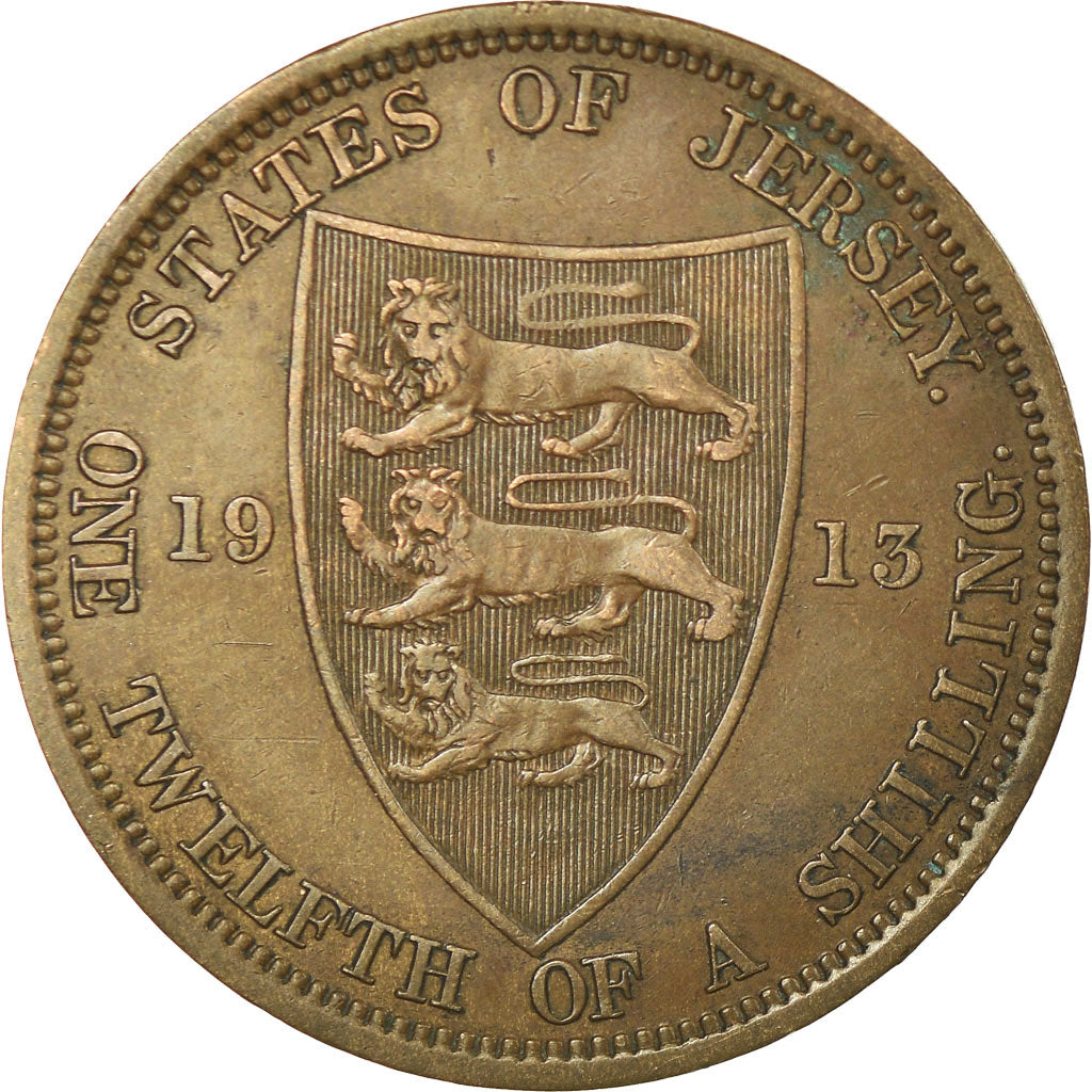 Coin, Jersey, George V, 1/12 Shilling, 1913, EF(40-45), Bronze, KM:12