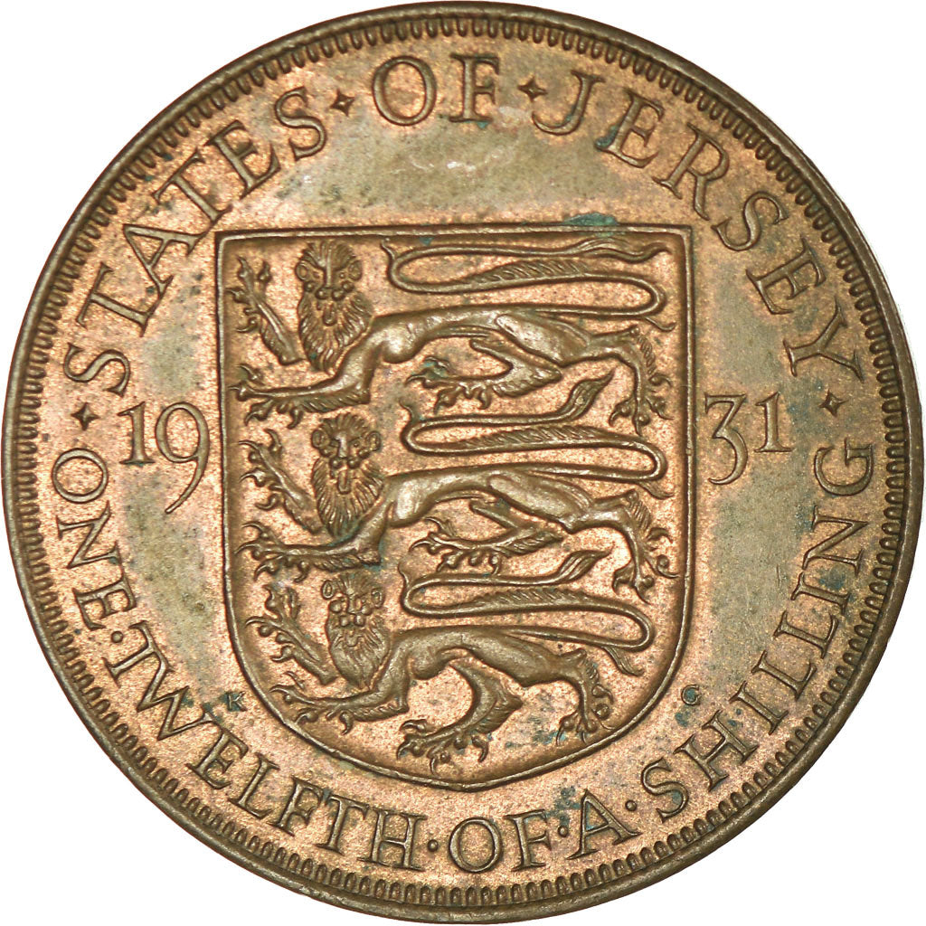 Coin, Jersey, George V, 1/12 Shilling, 1931, EF(40-45), Bronze, KM:16
