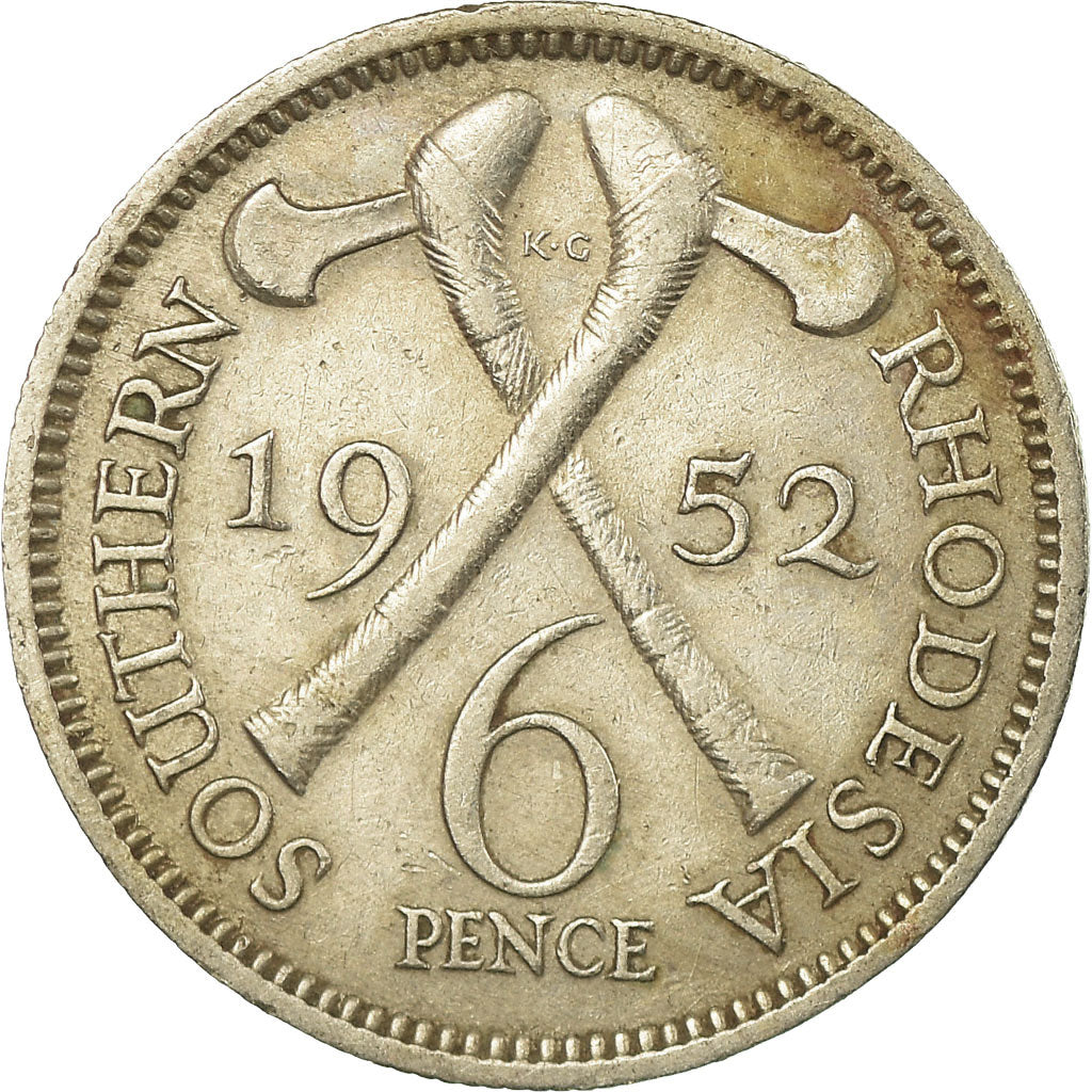 Coin, Southern Rhodesia, George VI, 6 Pence, 1952, EF(40-45), Copper-nickel