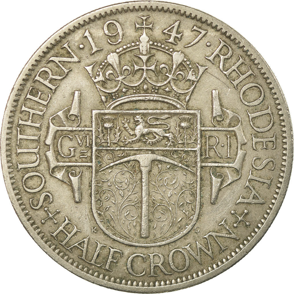 Coin, Southern Rhodesia, George VI, 1/2 Crown, 1947, EF(40-45), Copper-nickel