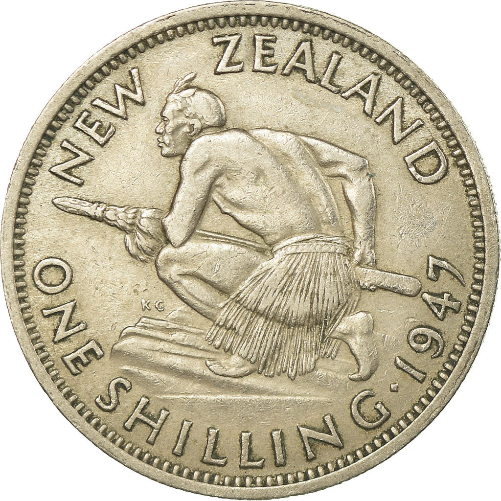 Moneta, Nuova Zelanda, George VI, Shilling, 1947, BB, Rame-nichel, KM:9a