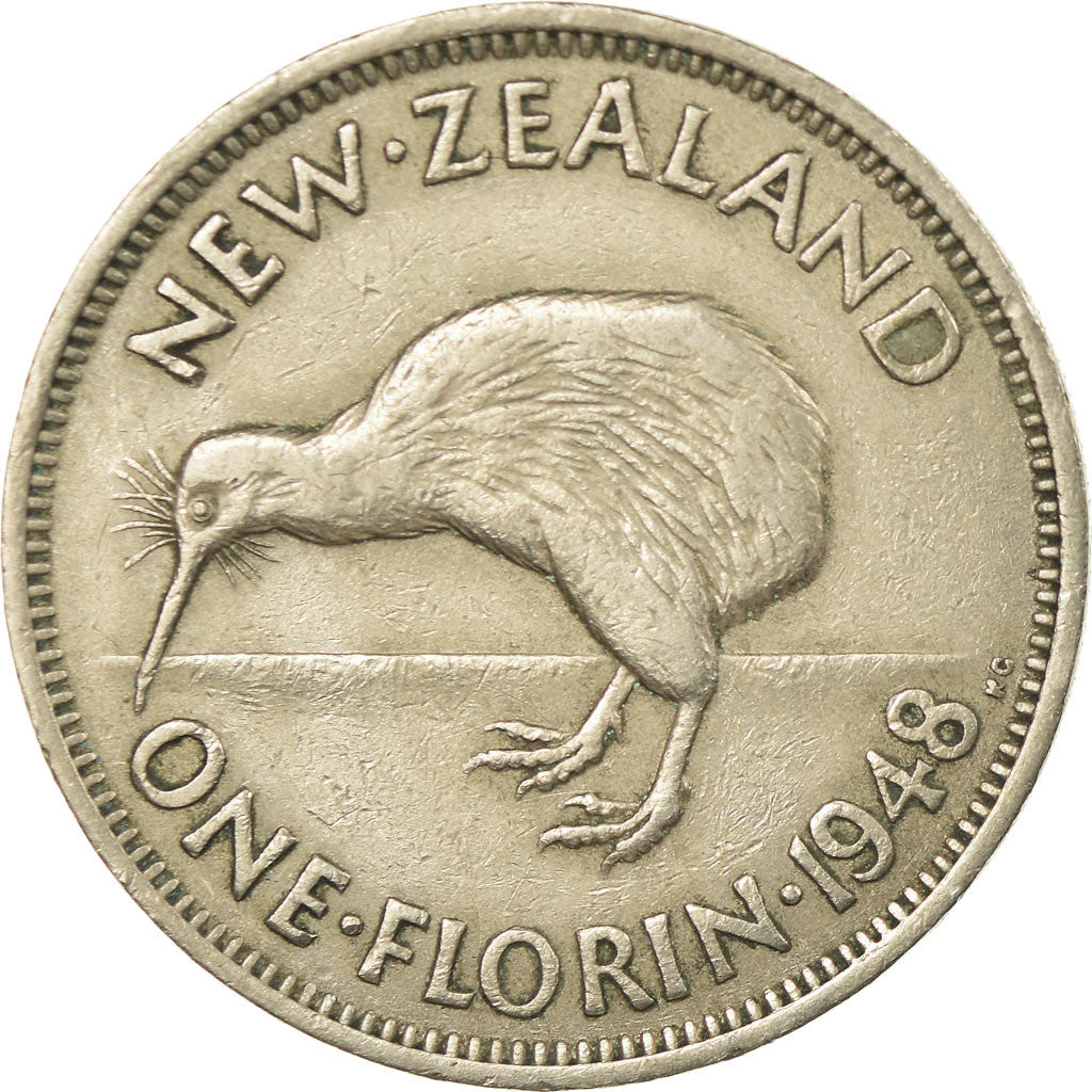 Coin, New Zealand, George VI, Florin, 1948, EF(40-45), Copper-nickel, KM:18
