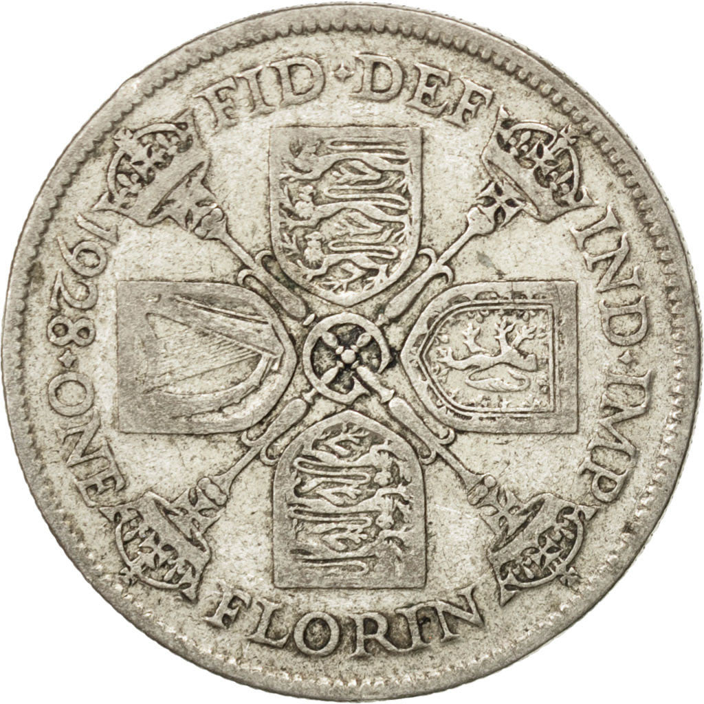 GREAT BRITAIN, Florin, Two Shillings, 1928, KM #834, VF(20-25), Silver, 28.3,...
