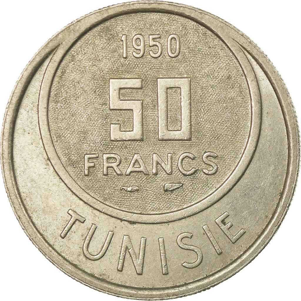 Coin, Tunisia, Muhammad al-Amin Bey, 50 Francs, 1950, Paris, EF(40-45)