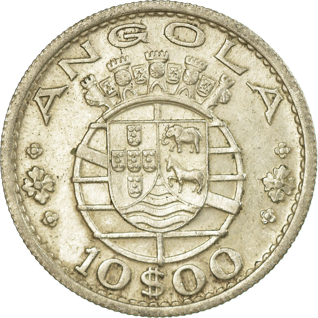 Moneta, Angola, 10 Escudos, 1955, SPL-, Argento, KM:73