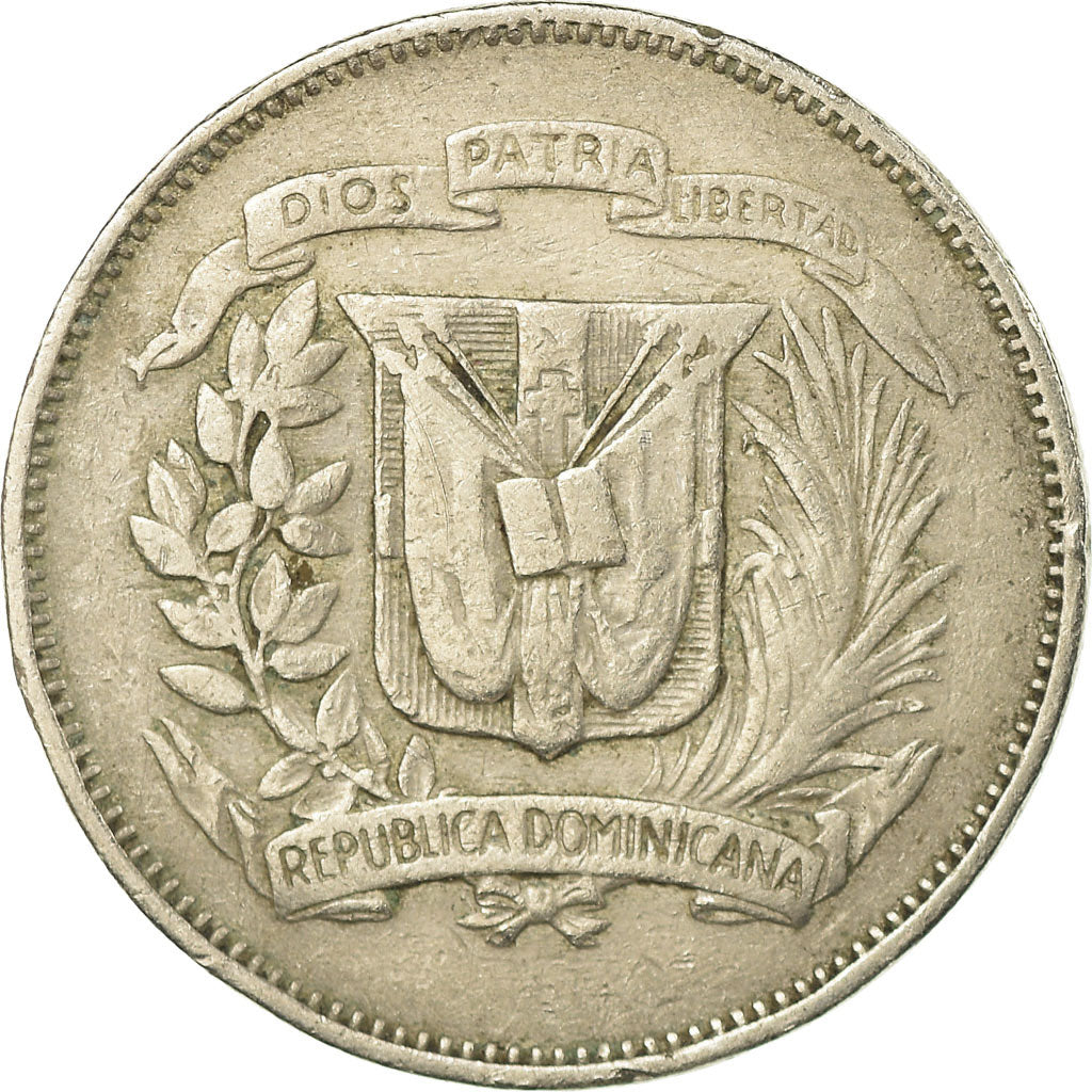 Moneda, República Dominicana, 25 Centavos, 1967, MBC, Cobre - níquel, KM:20a.1