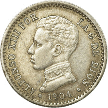 Coin, Spain, Alfonso XIII, 50 Centimos, 1904, EF(40-45), Silver, KM:723