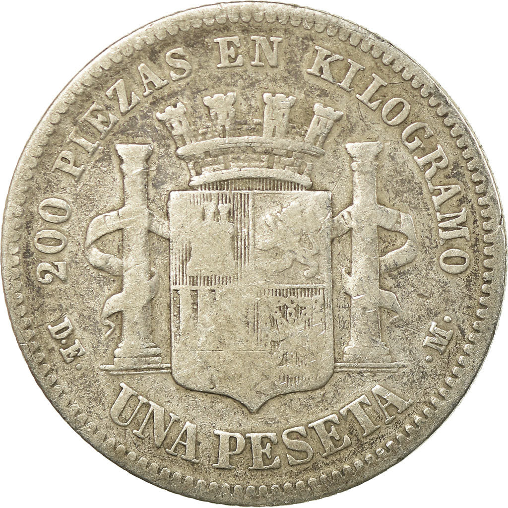 Munten, Spanje, Provisional Government, Peseta, 1870, FR, Zilver, KM:653