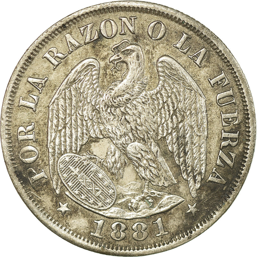 Coin, Chile, 20 Centavos, 1881, EF(40-45), Silver, KM:138.2