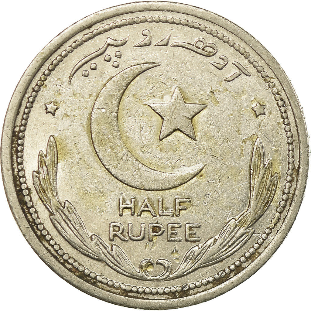 Coin, Pakistan, 1/2 Rupee, 1948, EF(40-45), Nickel, KM:6