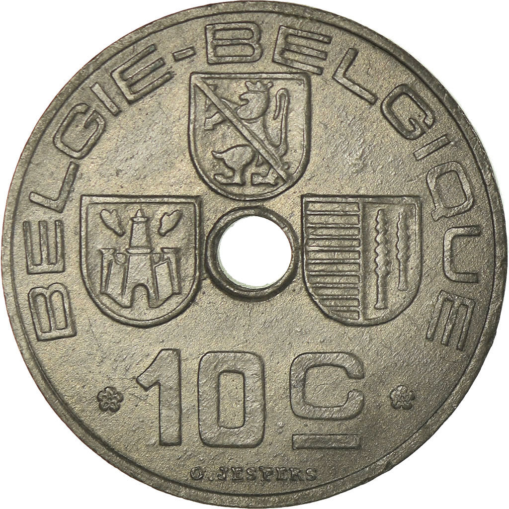 Coin, Belgium, 10 Centimes, 1945, EF(40-45), Zinc, KM:126
