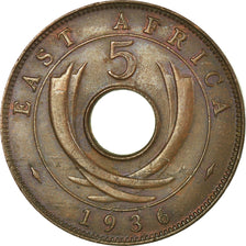 Moeda, ÁFRICA ORIENTAL, Edward VIII, 5 Cents, 1936, EF(40-45), Bronze, KM:23