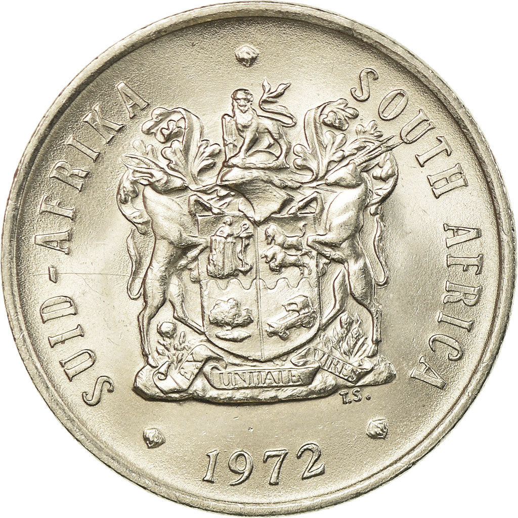 Coin, South Africa, 20 Cents, 1972, AU(55-58), Nickel, KM:86