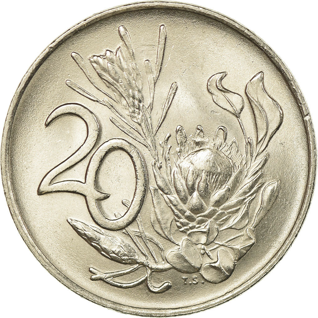 Coin, South Africa, 20 Cents, 1972, AU(55-58), Nickel, KM:86