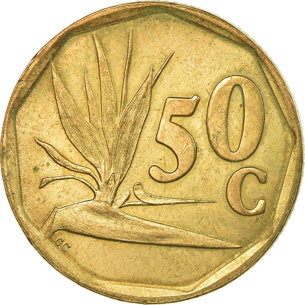 Moneda, Sudáfrica, 50 Cents, 1994, Pretoria, MBC, Bronce chapado en acero