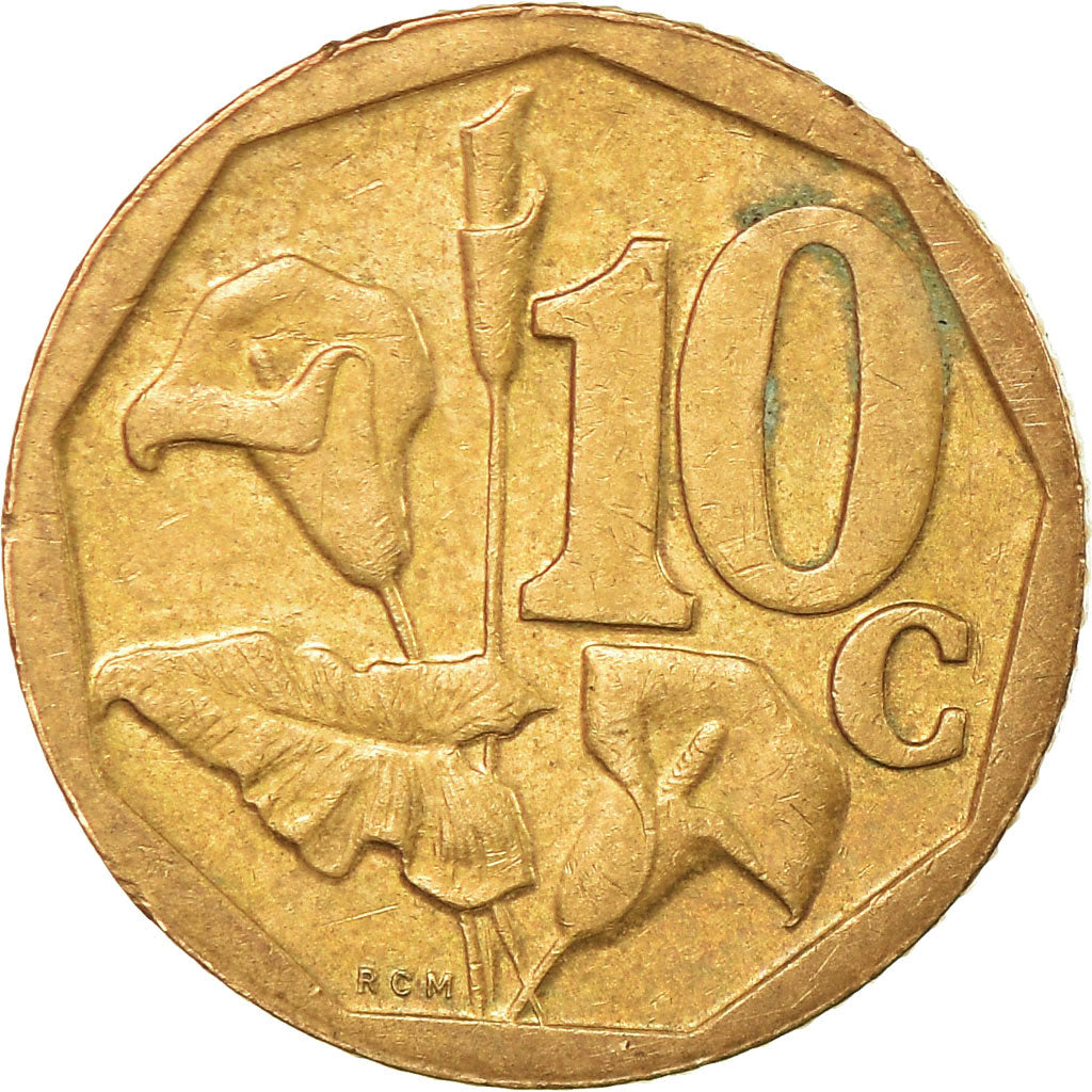 Moneda, Sudáfrica, 10 Cents, 2003, MBC, Bronce chapado en acero, KM:347