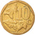 Moneda, Sudáfrica, 10 Cents, 2003, MBC, Bronce chapado en acero, KM:347