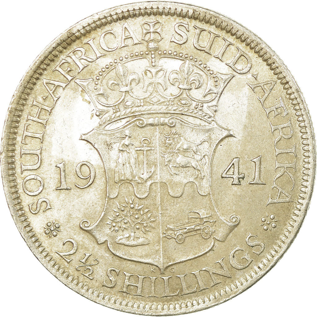 Coin, South Africa, George VI, 2-1/2 Shillings, 1941, EF(40-45), Silver, KM:30