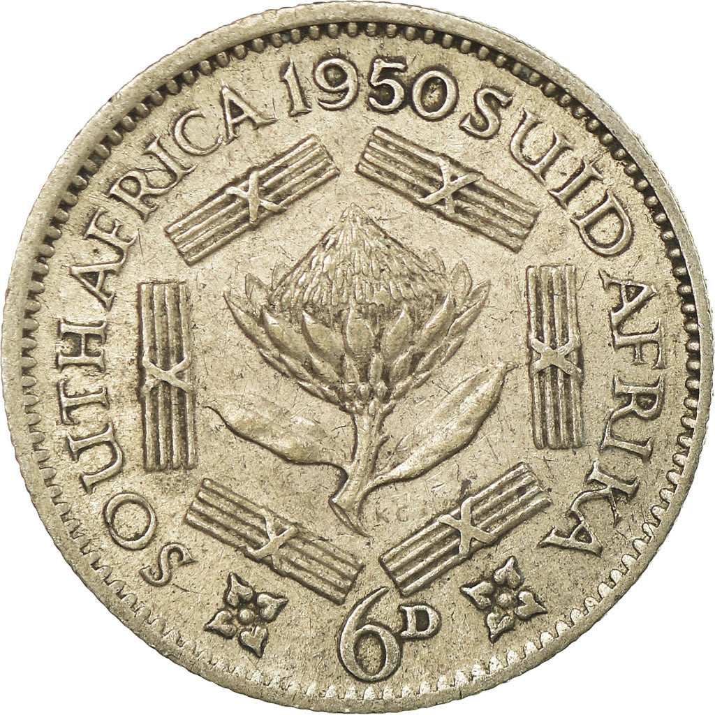Coin, South Africa, George VI, 6 Pence, 1950, EF(40-45), Silver, KM:36.1