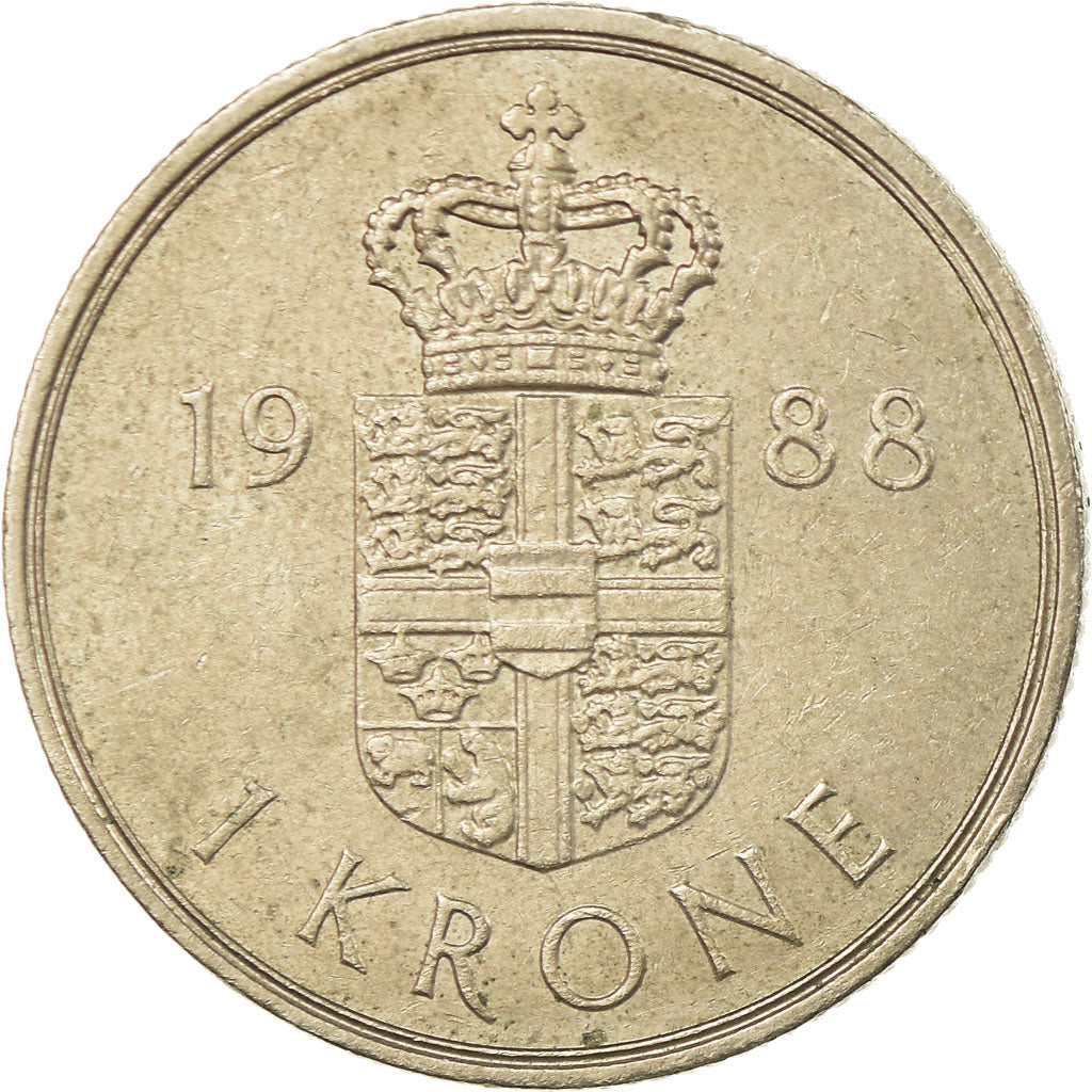 Monnaie, Danemark, Margrethe II, Krone, 1988, Copenhagen, TTB, Copper-nickel