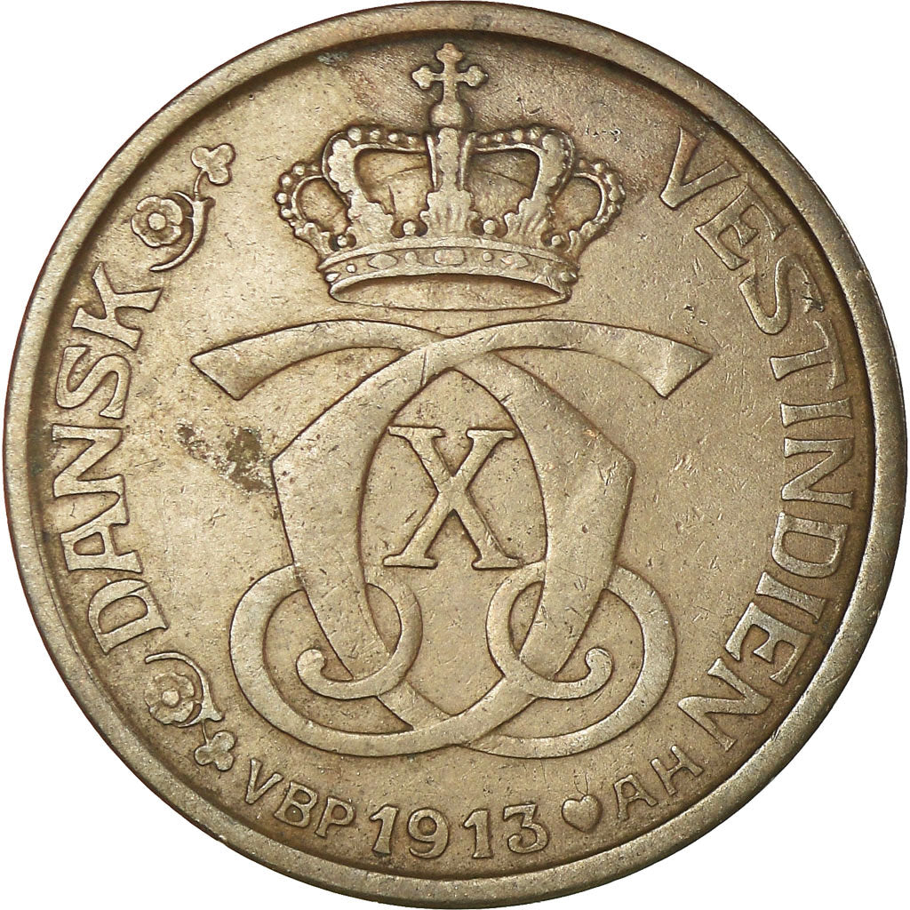 Coin, Danish West Indies, Cent, 5 Bit, 1913, Copenhagen, EF(40-45), Bronze
