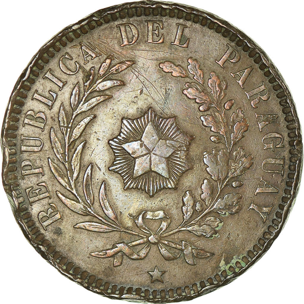 Moneda, Paraguay, 2 Centesimos, 1870, MBC, Cobre, KM:3