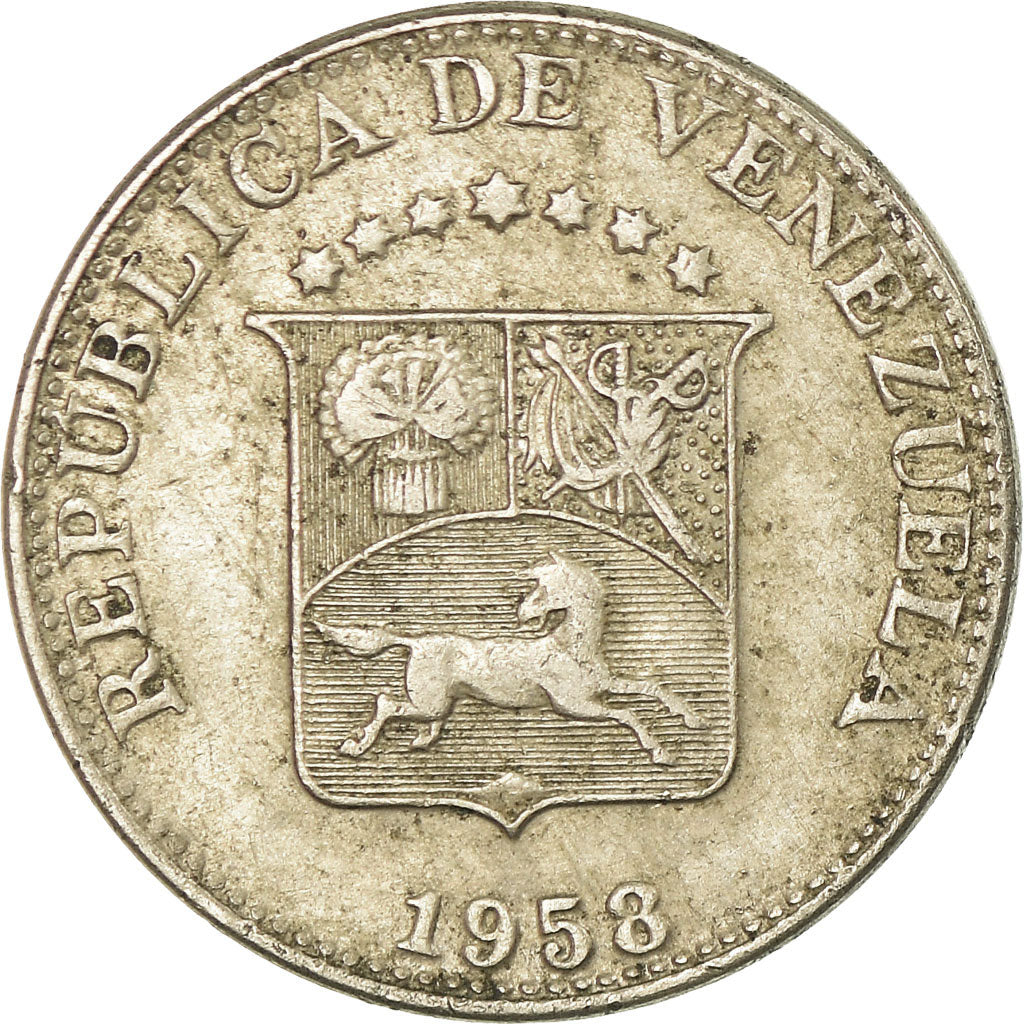 Coin, Venezuela, 5 Centimos, 1958, Philadelphia, EF(40-45), Copper-nickel