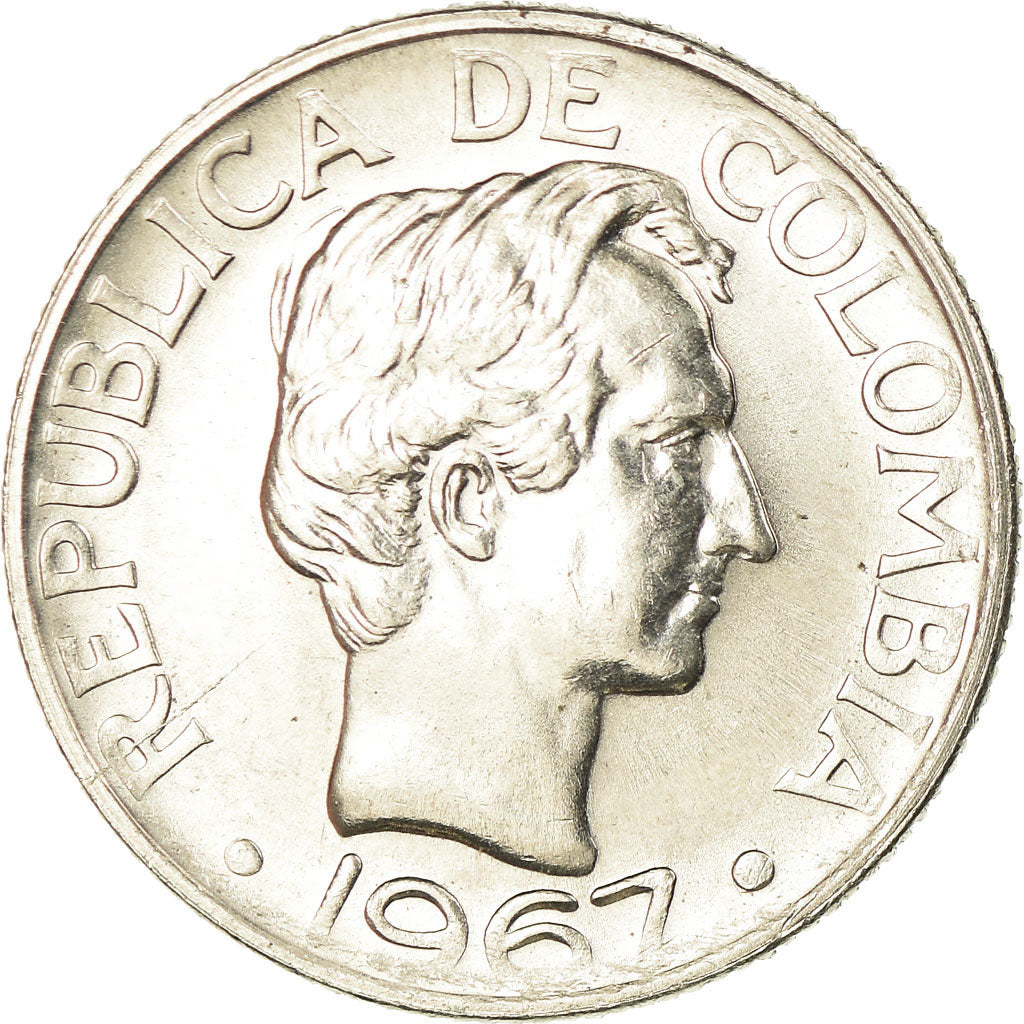 Coin, Colombia, 20 Centavos, 1967, AU(55-58), Nickel Clad Steel, KM:227