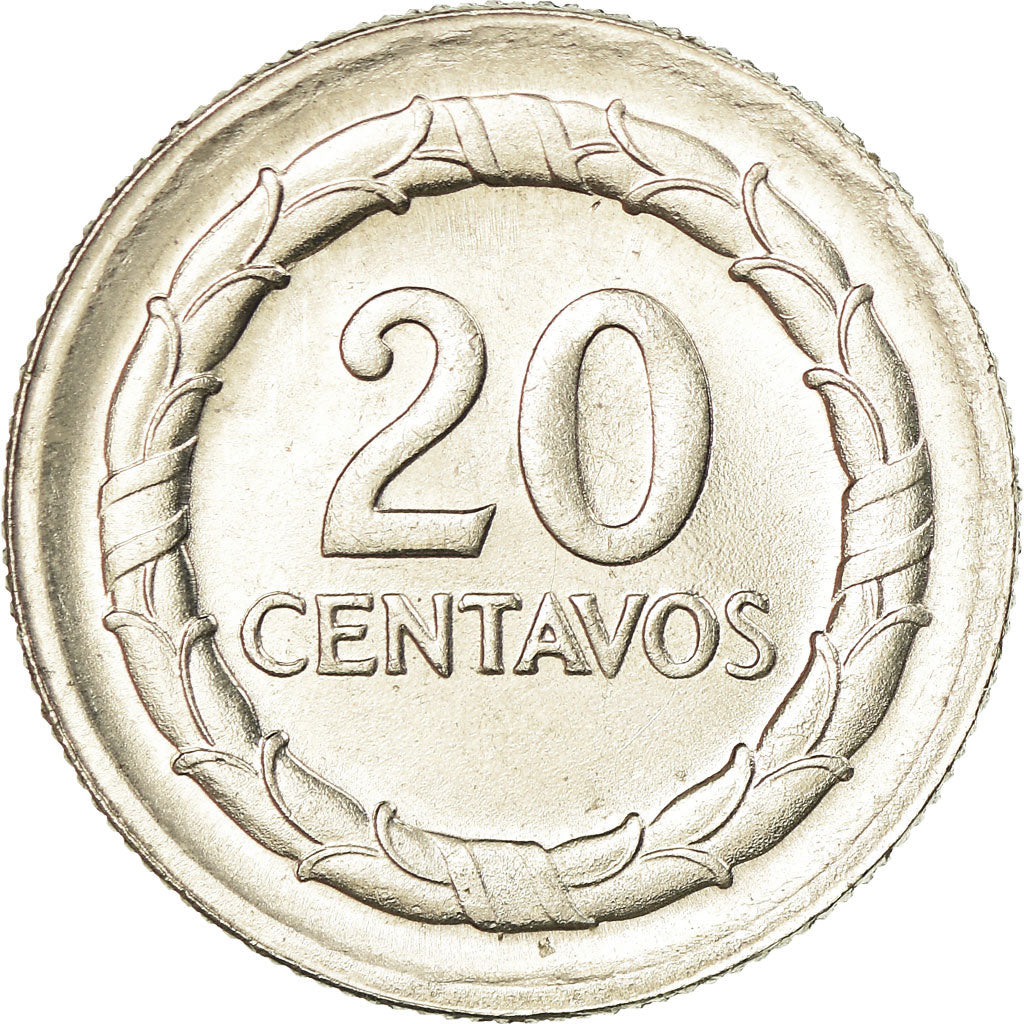 Coin, Colombia, 20 Centavos, 1967, AU(55-58), Nickel Clad Steel, KM:227