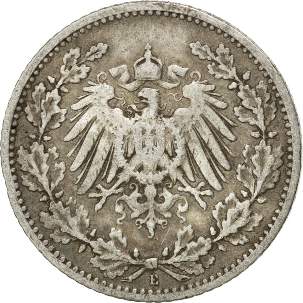 Coin, GERMANY - EMPIRE, 1/2 Mark, 1906, Muldenhütten, VF(20-25), Silver, KM:17