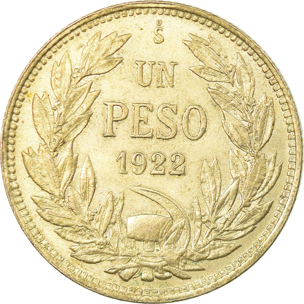 Coin, Chile, Peso, 1922, AU(55-58), Silver, KM:152.5