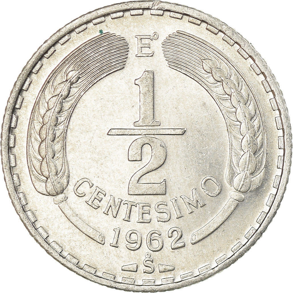 Coin, Chile, 1/2 Centesimo, 1962, EF(40-45), Aluminum, KM:192