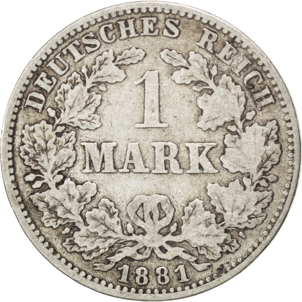 GERMANY - EMPIRE, Mark, 1881, Hambourg, KM #7, VF(20-25), Silver, 24, 5.33