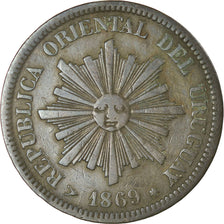 Coin, Uruguay, 2 Centesimos, 1869, Uruguay Mint, Birmingham, EF(40-45), Bronze