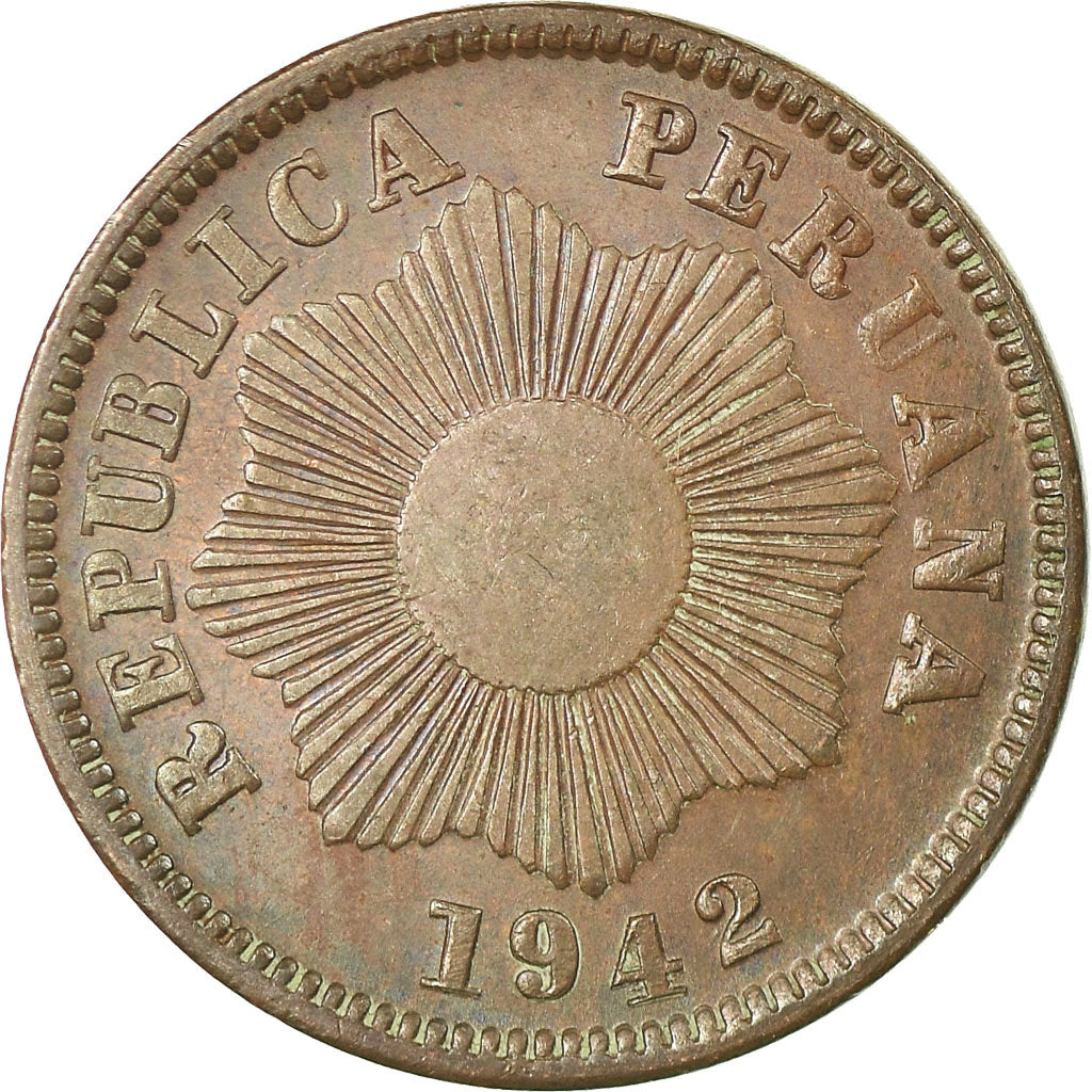 Münze, Peru, Centavo, 1942, SS, Bronze, KM:208a
