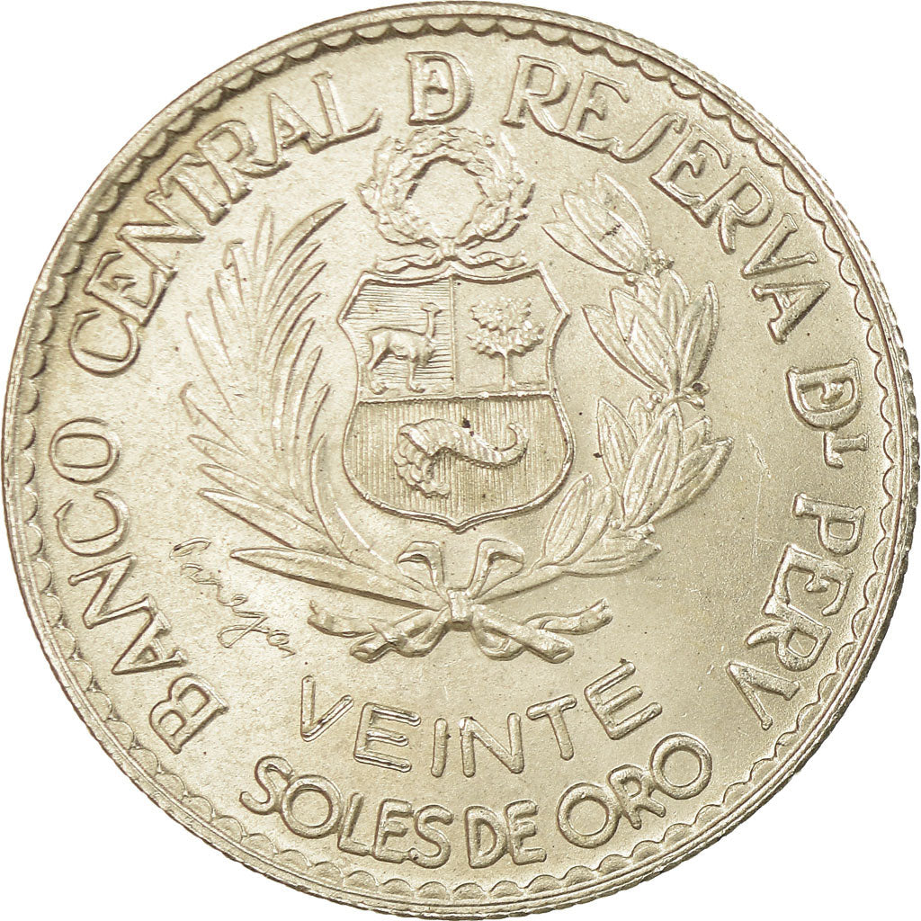 Coin, Peru, 20 Soles, 1965, AU(55-58), Silver, KM:241