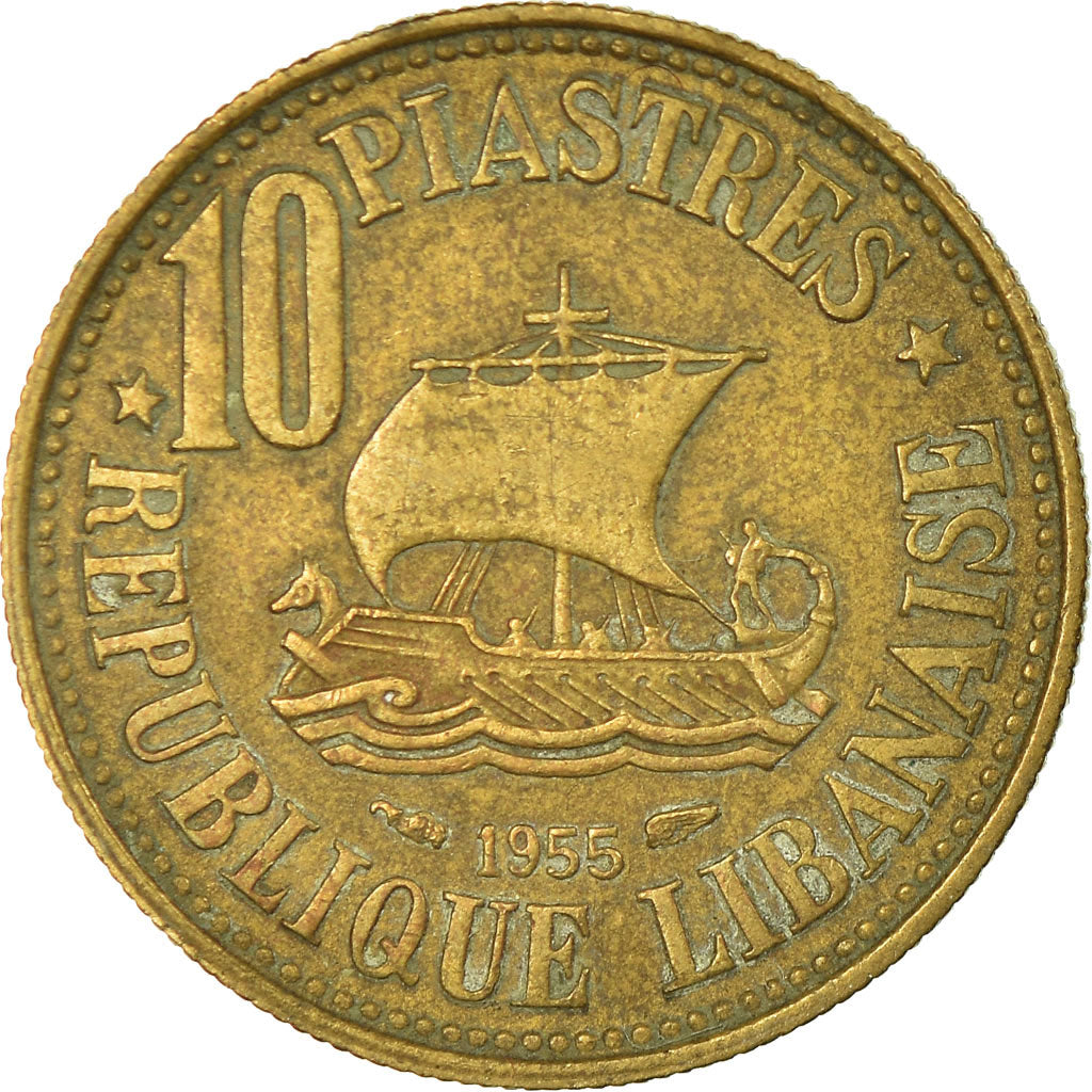 Monnaie, Lebanon, 10 Piastres, 1955, Paris, TTB, Aluminum-Bronze, KM:23