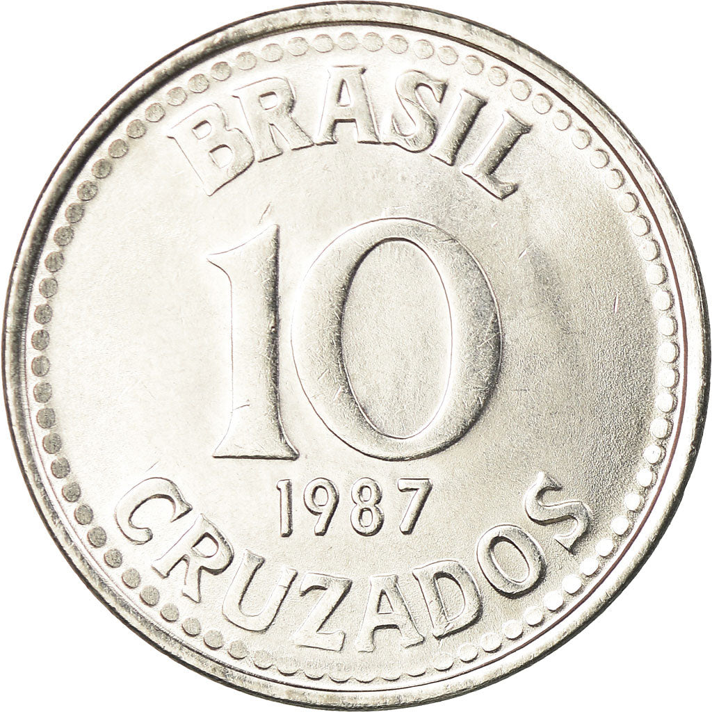 Monnaie, Brésil, 10 Cruzados, 1987, SUP, Stainless Steel, KM:607