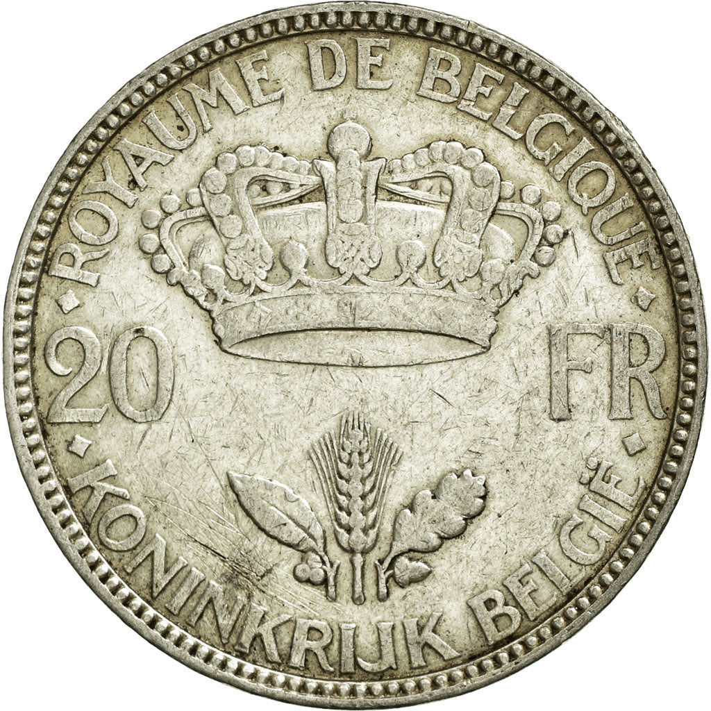 Coin, Belgium, 20 Francs, 20 Frank, 1935, EF(40-45), Silver, KM:105