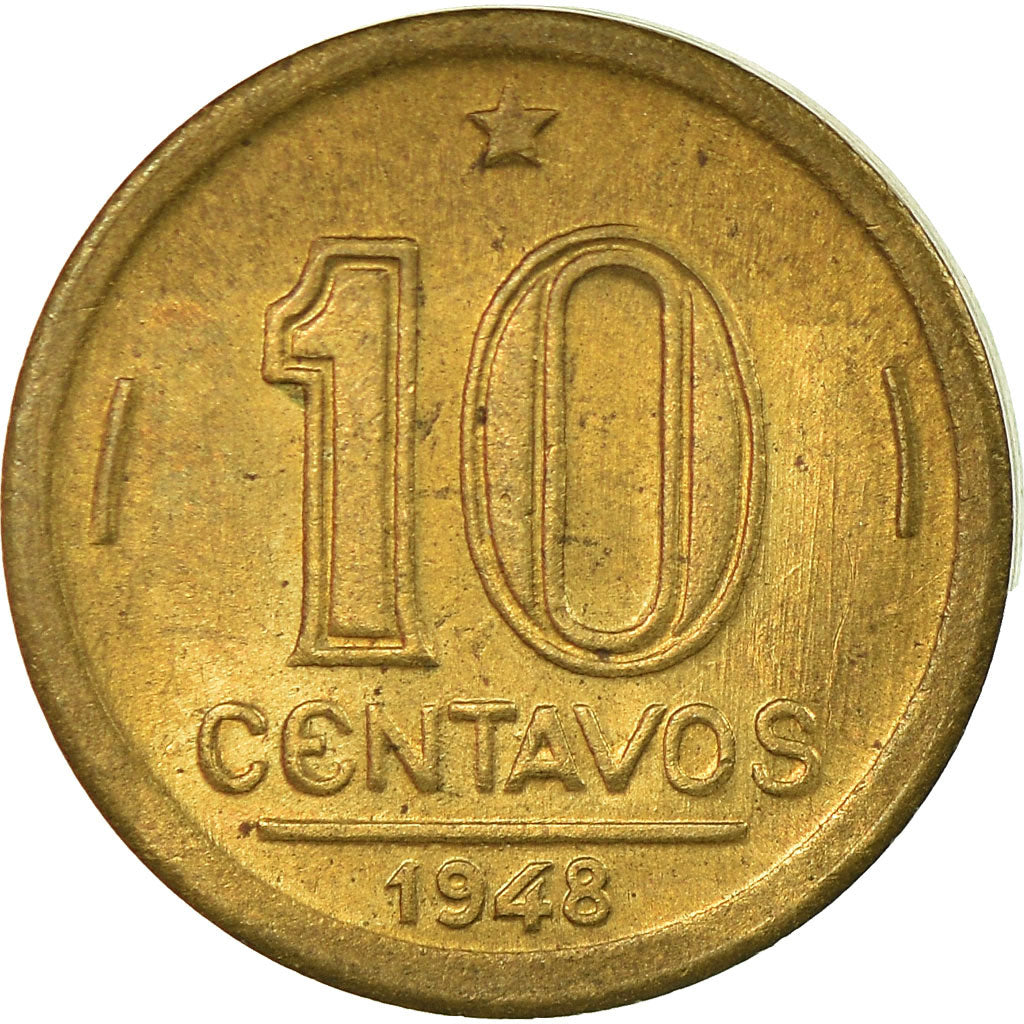 Coin, Brazil, 10 Centavos, 1948, EF(40-45), Aluminum-Bronze, KM:561